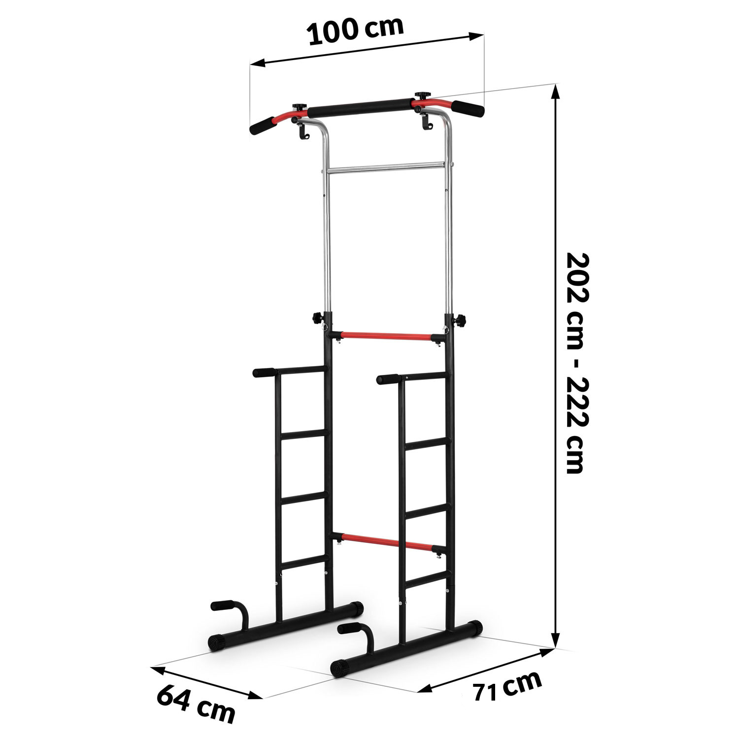Pull up bar - vrijstaand - optrekstang - verstelbaar tot 222 cm