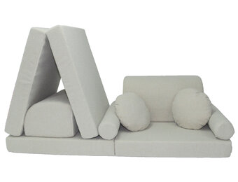 Speelbank NINO - kinderbank - modulair - teddy stof - beige