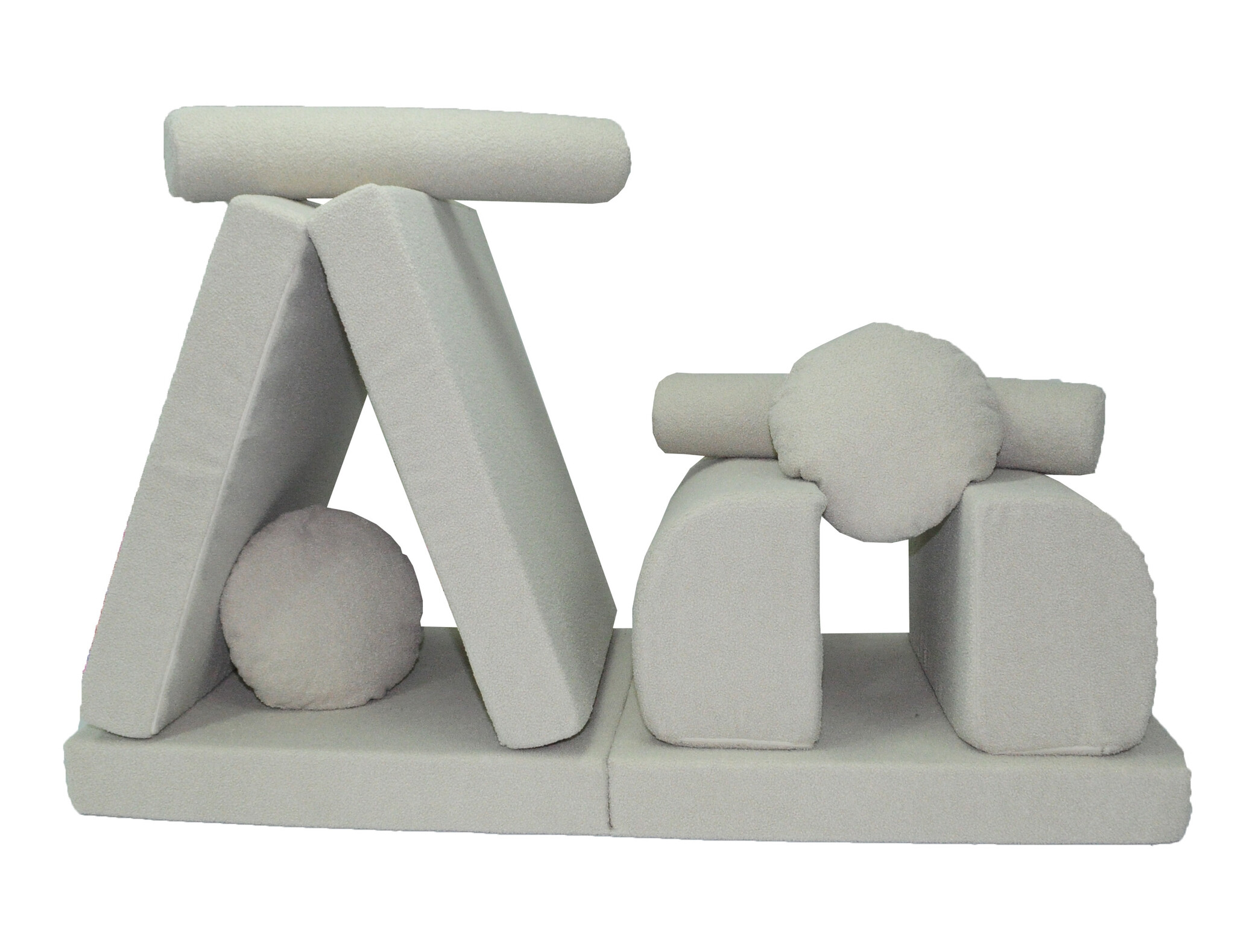 Speelbank NINO - kinderbank - modulair - teddy stof - beige