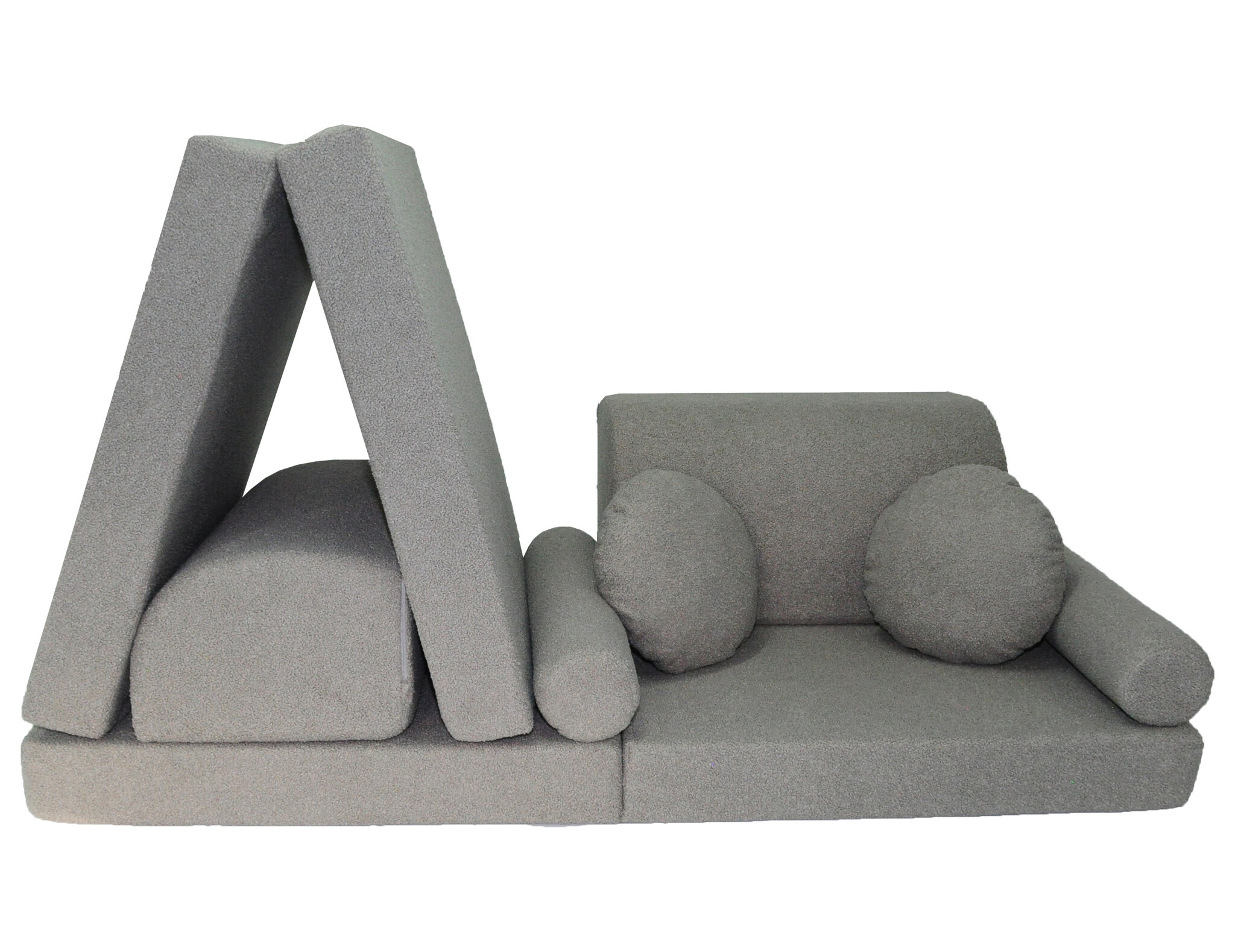 Speelbank NINO - kinderbank - modulair - teddy stof - grijs