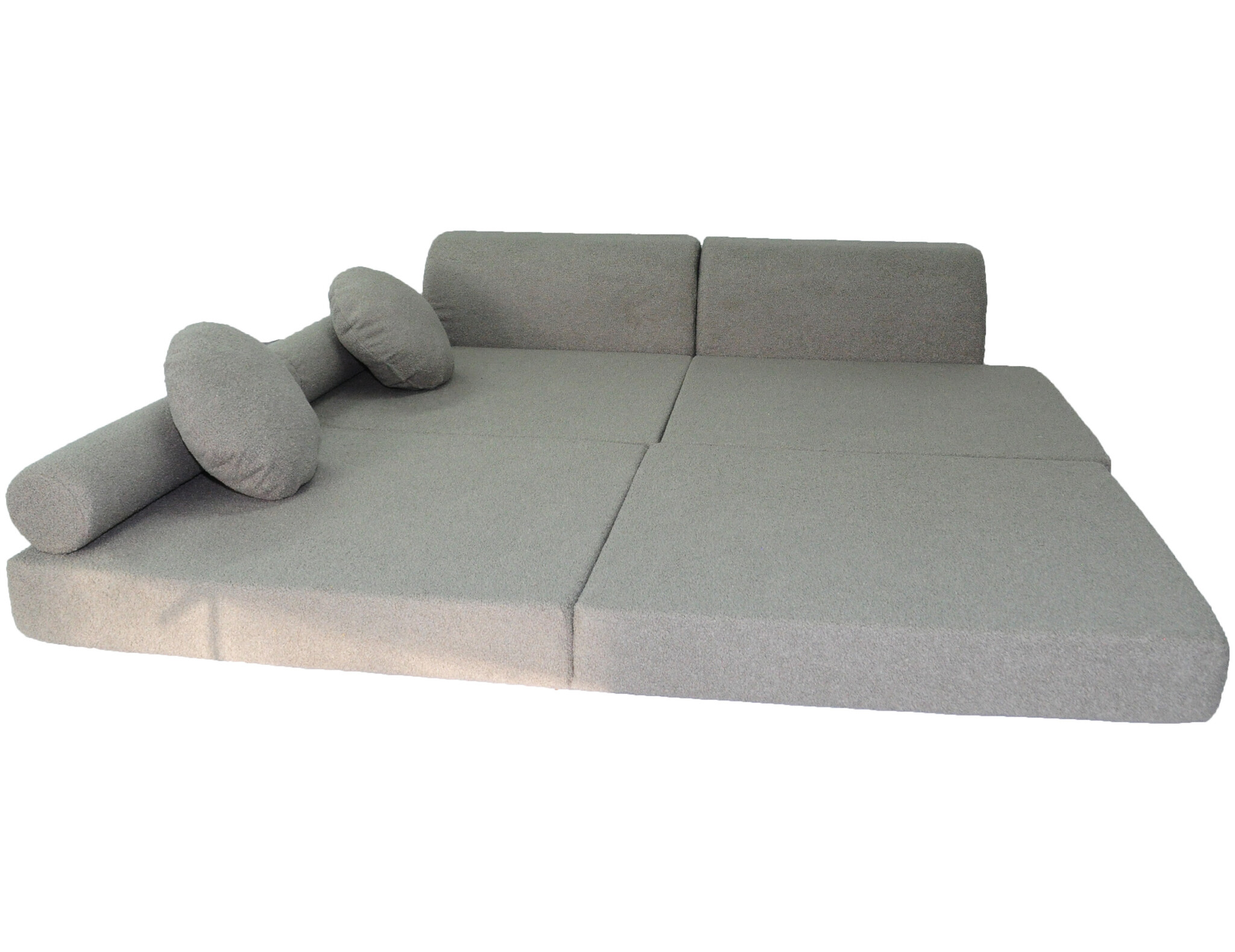 Speelbank NINO - kinderbank - modulair - teddy stof - grijs