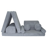 Speelbank NINO - kinderbank - modulair - dot stof - lichtgrijs