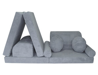 Speelbank NINO - kinderbank - modulair - dot stof - lichtgrijs