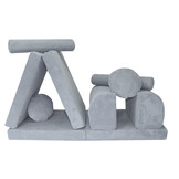 Speelbank NINO - kinderbank - modulair - dot stof - lichtgrijs