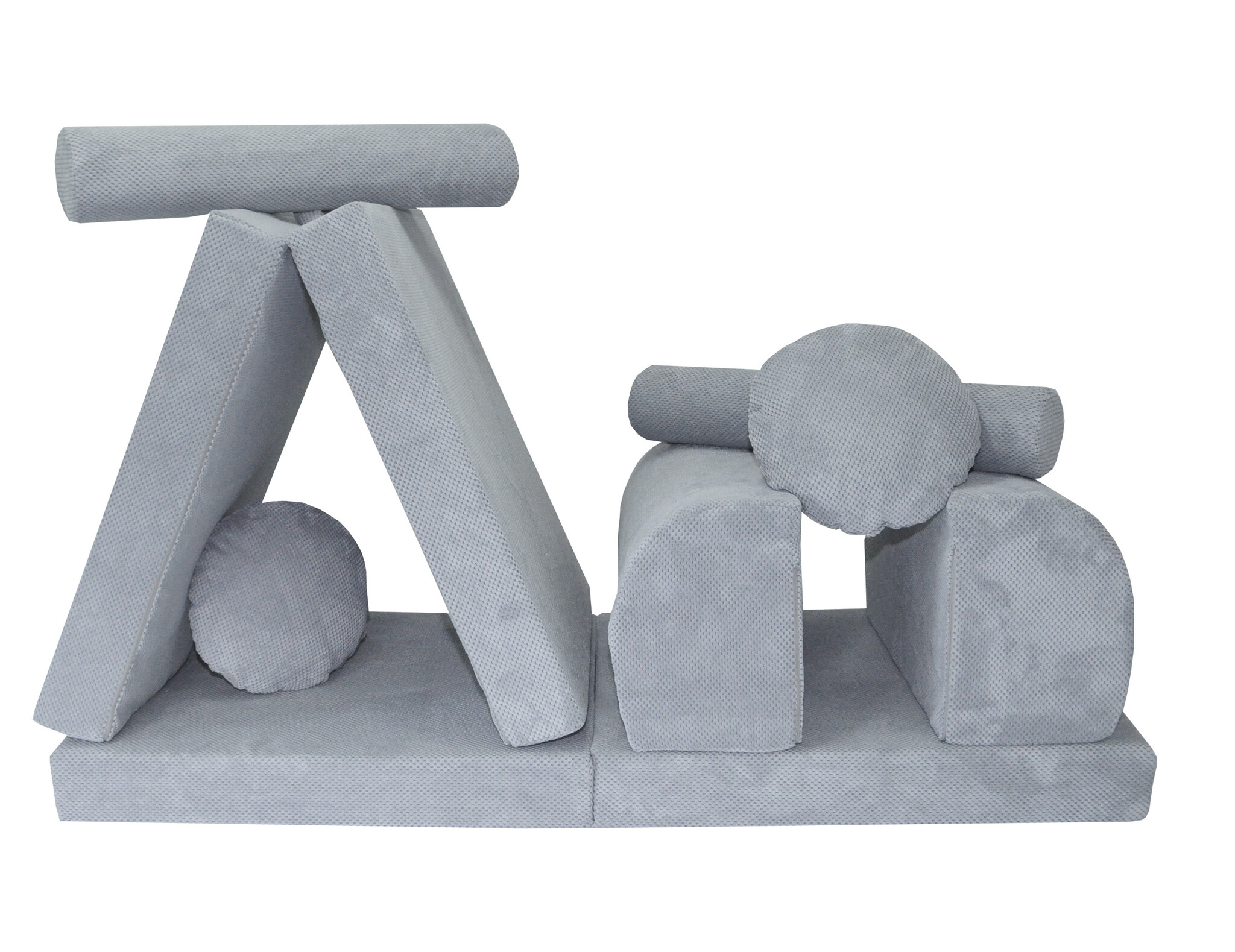 Speelbank NINO - kinderbank - modulair - dot stof - lichtgrijs