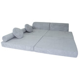 Speelbank NINO - kinderbank - modulair - dot stof - lichtgrijs