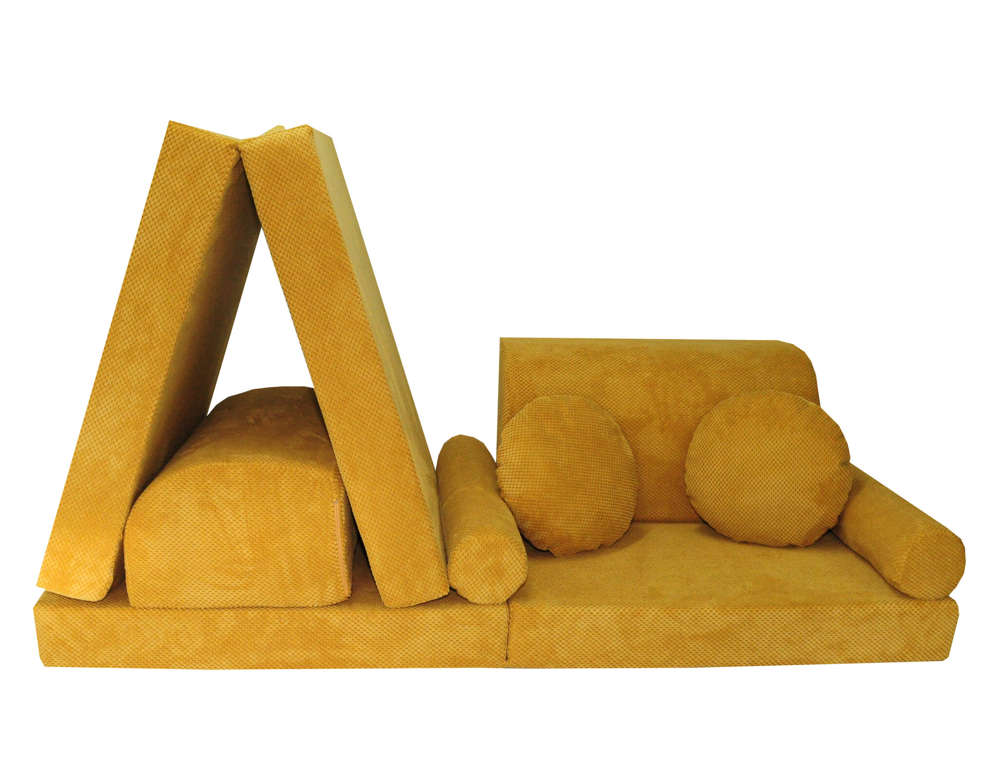 Speelbank NINO - kinderbank - modulair - dot stof - honinggeel