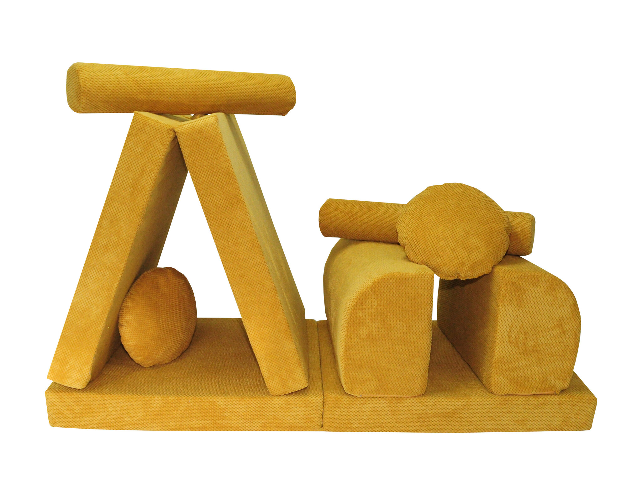 Speelbank NINO - kinderbank - modulair - dot stof - honinggeel