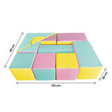 Grote schuimen bouwblokken - 11 stuks - gekleurd - roze, blauw, geel (pastel)