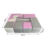 Bouwblokken schuim 11 stuks wit, licht paars & grijs