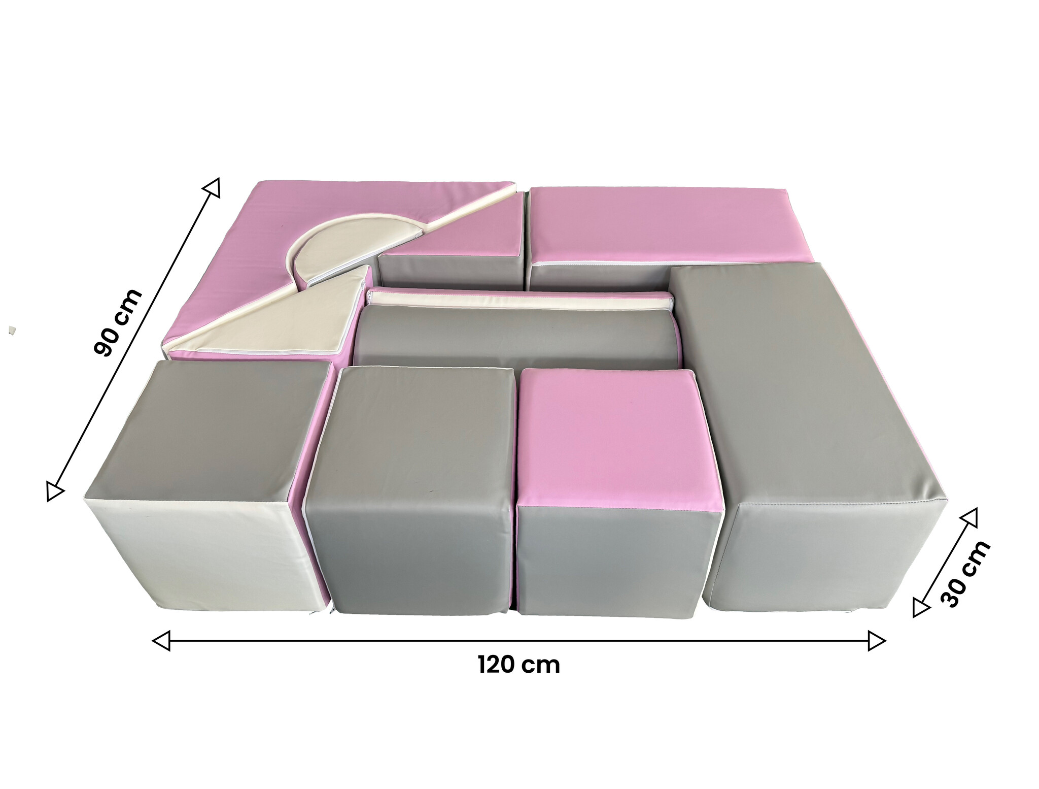 Bouwblokken schuim 11 stuks wit, licht paars & grijs
