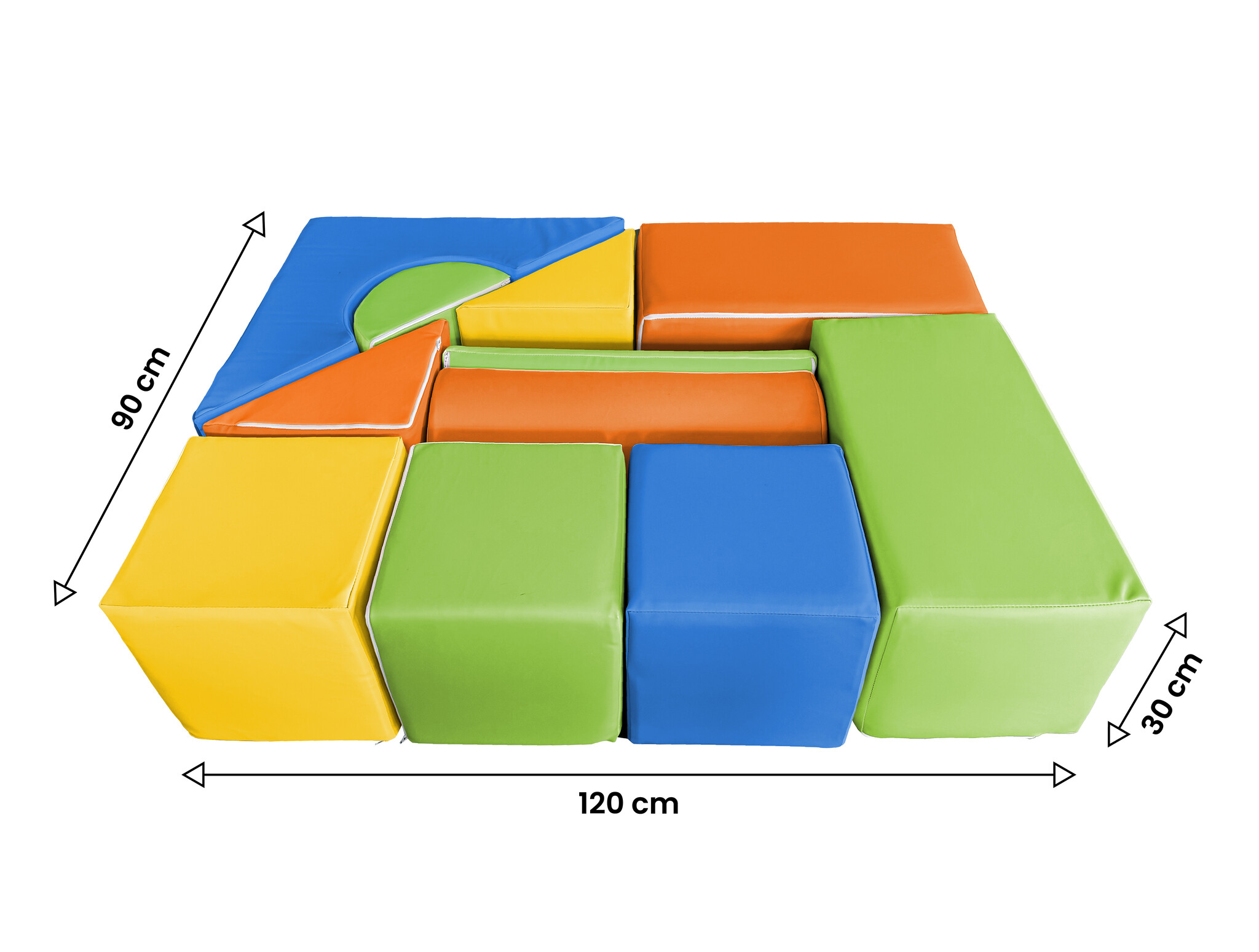 Foam blokken - soft play - 15 stuks - groen geel oranje blauw