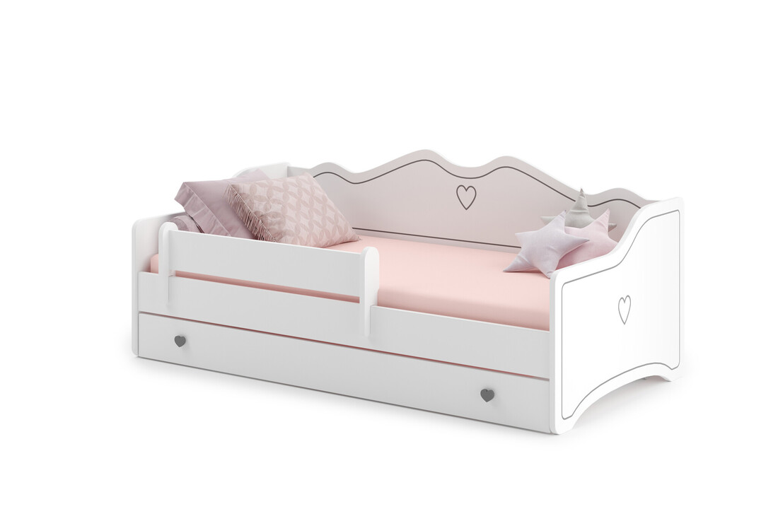 Peuterbed 80x160cm - met uitschuifbed - 1 matras - wit grijs