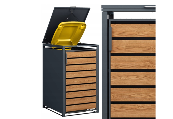 Container ombouw - 1 container - 68x80x116cm - antraciet houtlook