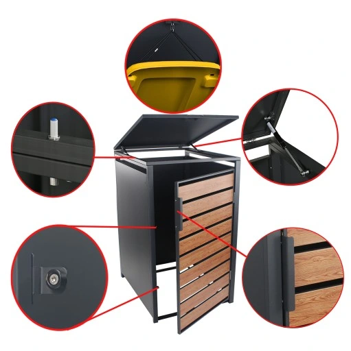 Container ombouw - 1 container - 68x80x116cm - antraciet houtlook