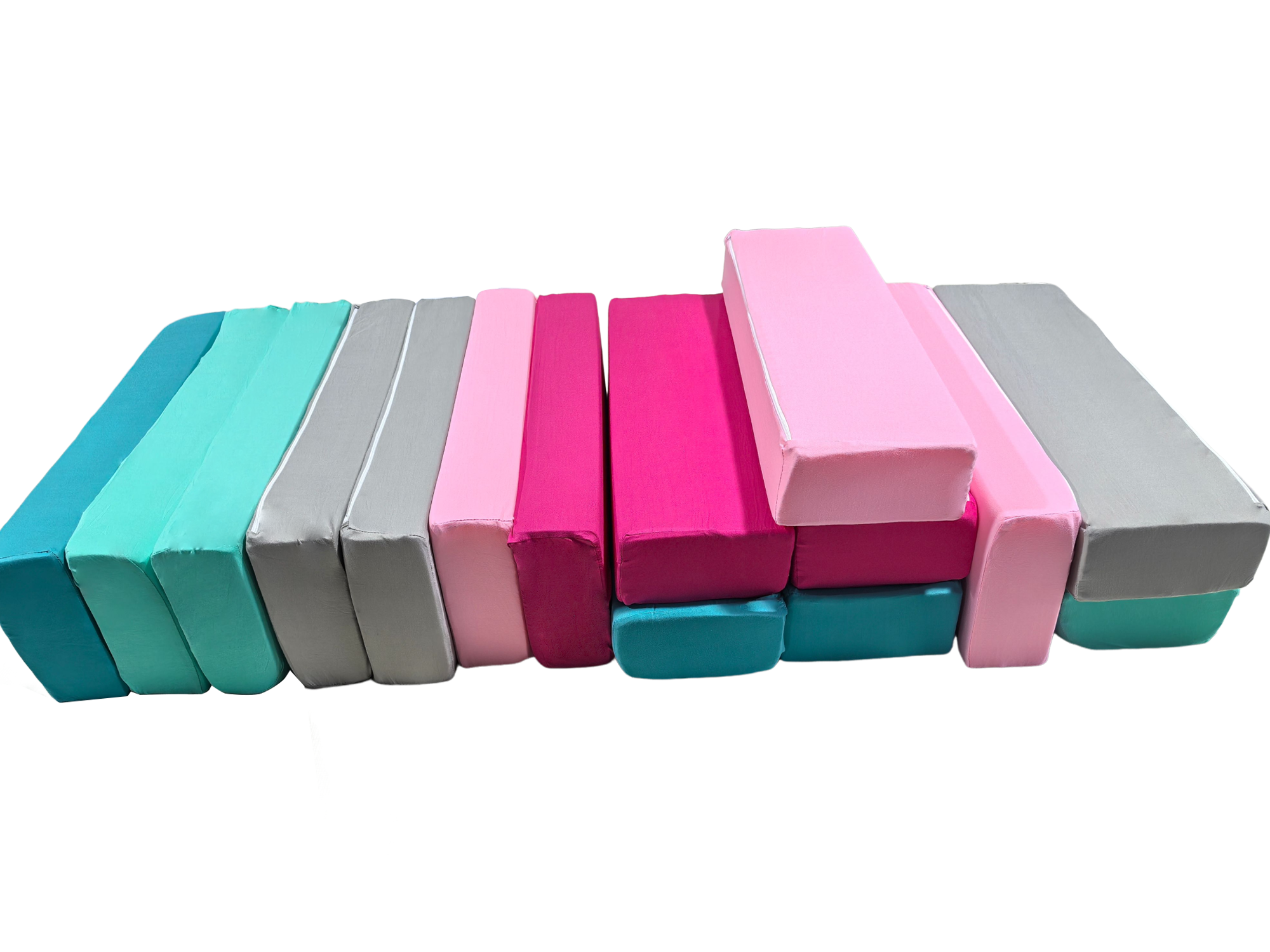 Foam blokken - Jenga - 15 delig - blauw roze paars turkoois