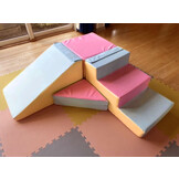 Schuimglijbaan - 40 cm hoog - roze, blauw, geel (pastel)