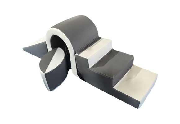 Foam blokken - soft play - brug set met glijbaan - wit grijs