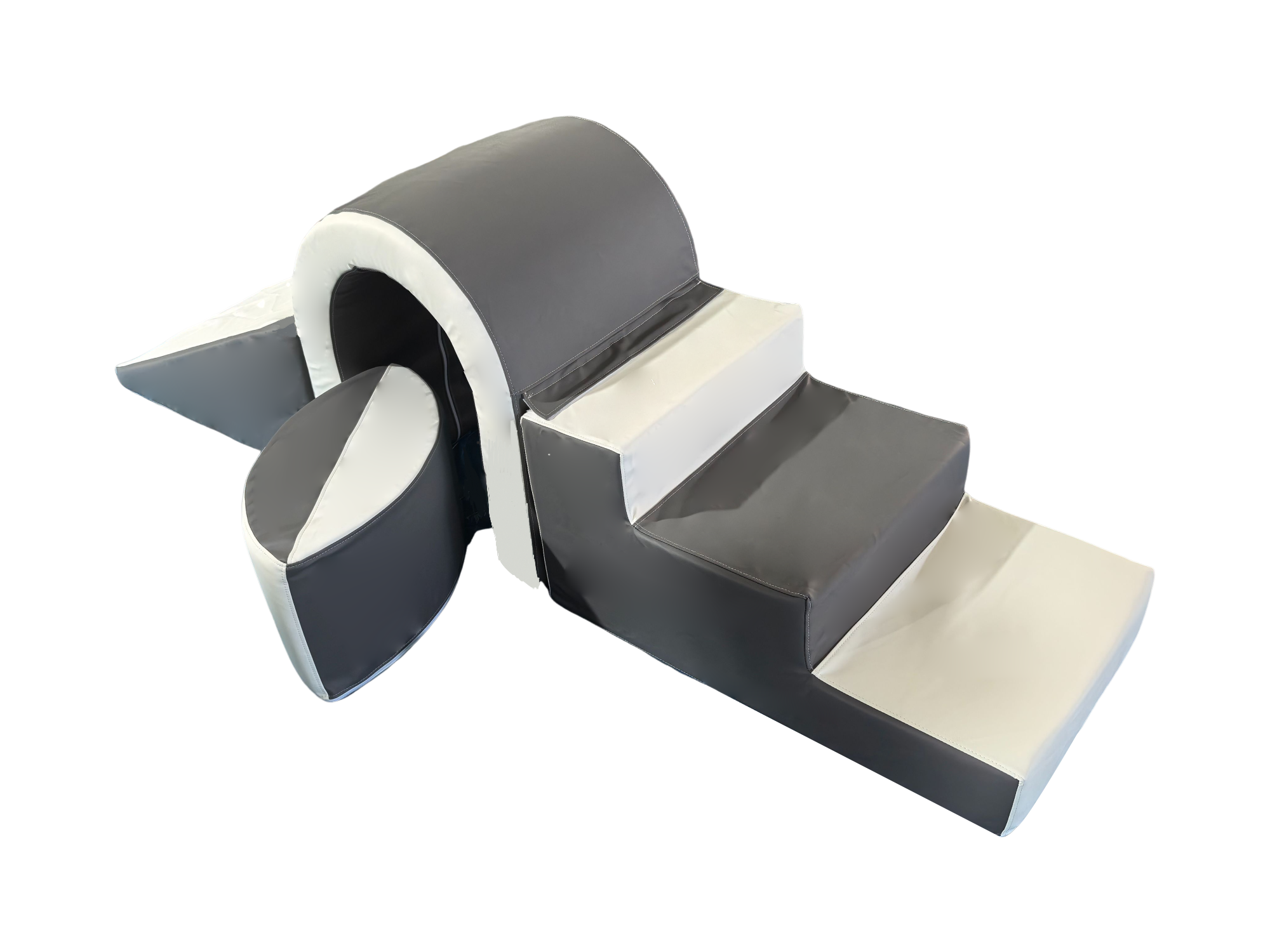 Foam blokken - soft play - brug set met glijbaan - wit grijs