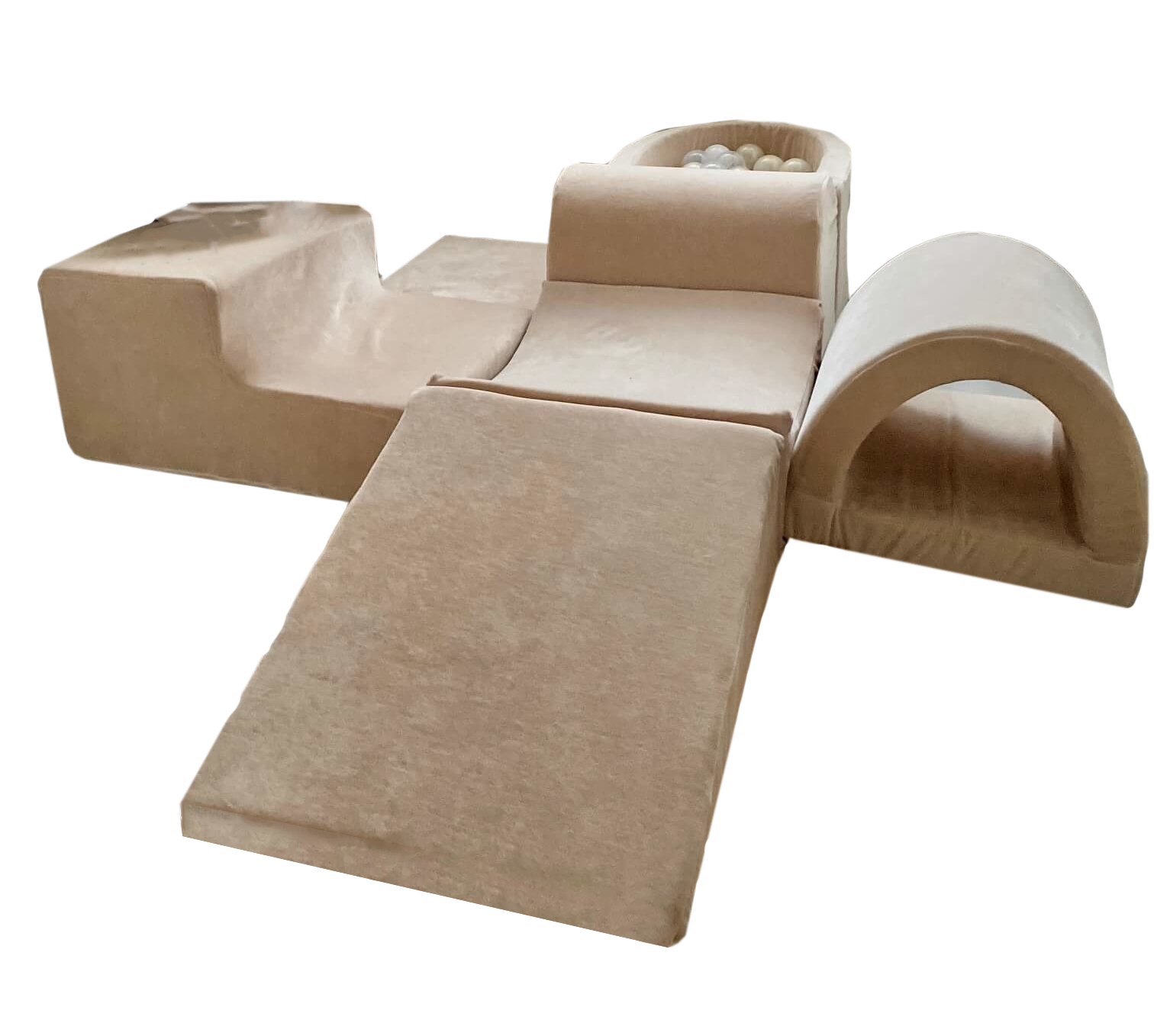 Foam speelset - 7-delig - met ballenbak en 100 ballen - beige