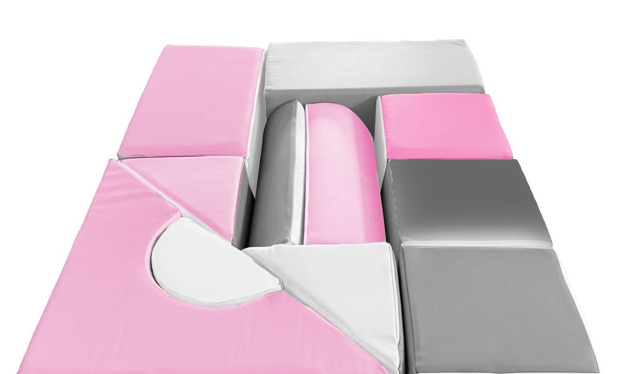 Bouwblokken schuim 11 stuks wit, licht paars & grijs