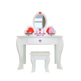 Kinderkaptafel met spiegel en accessoires - 91x50x70cm - wit