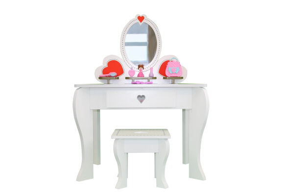 Kinderkaptafel met spiegel en accessoires - 91x50x70cm - wit