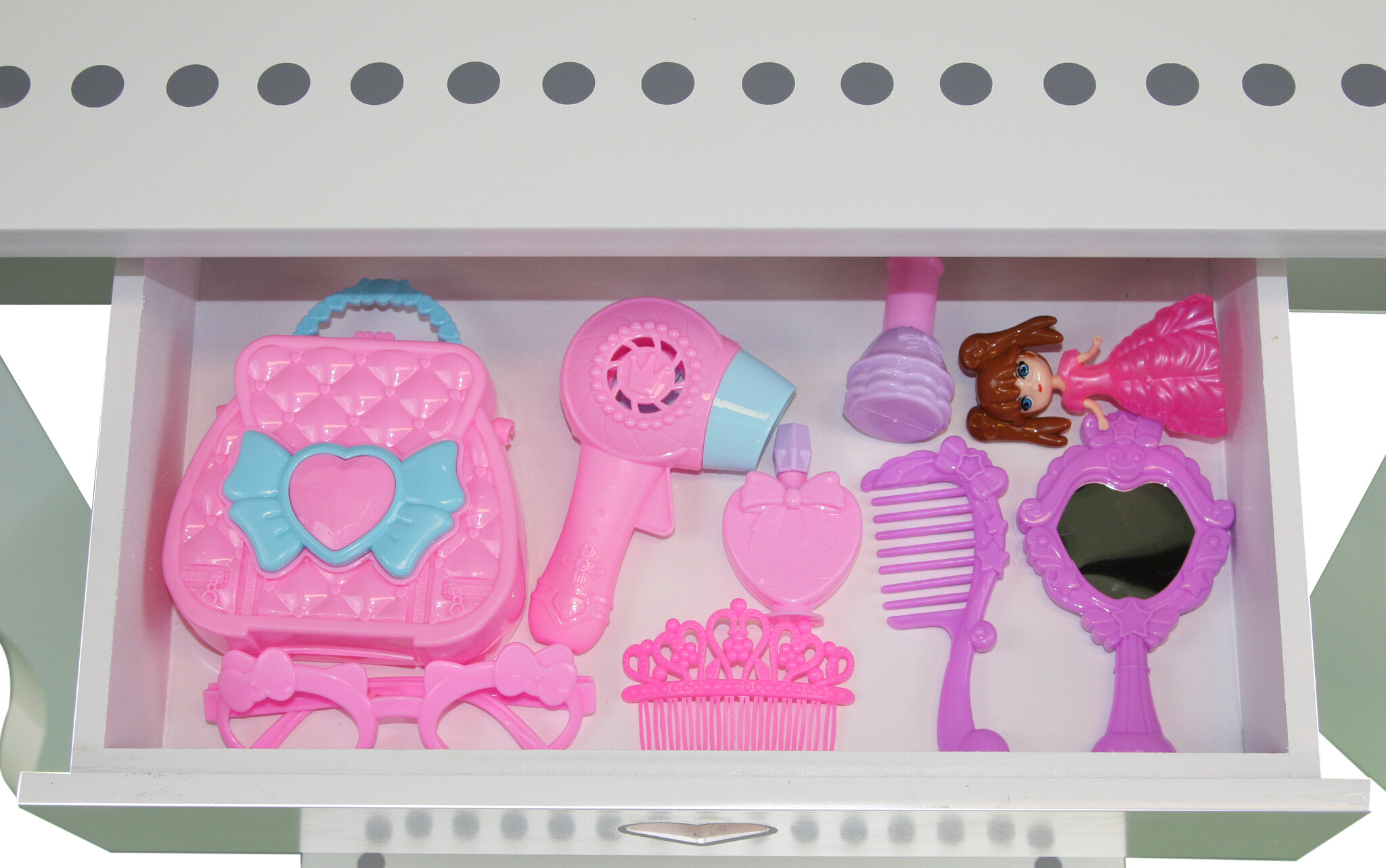 Kinderkaptafel met spiegel en accessoires - 91x50x70cm - wit