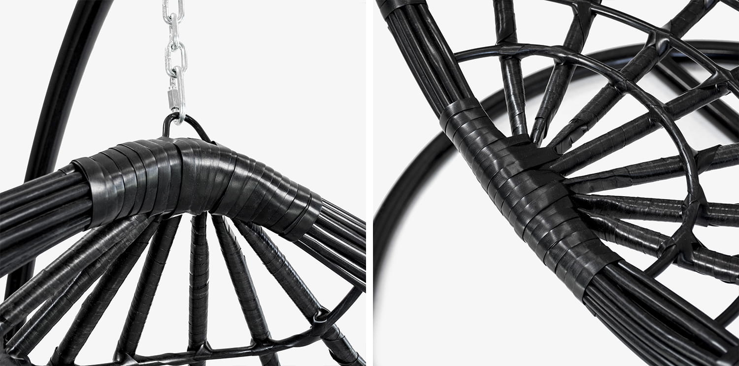 Hangstoel met frame - Ei stoel - zwart-grijs - tot 125 kg