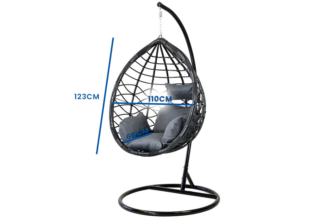 Hangstoel met frame - Ei stoel - zwart-grijs - tot 125 kg