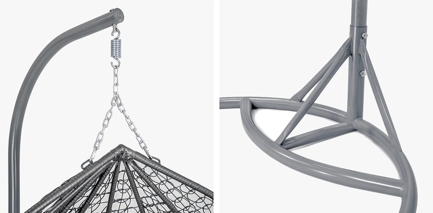 Hangstoel met frame - ei stoel voor 2 personen - grijs beige