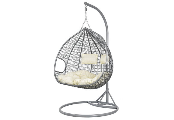 Hangstoel met frame - ei stoel voor 2 personen - grijs beige