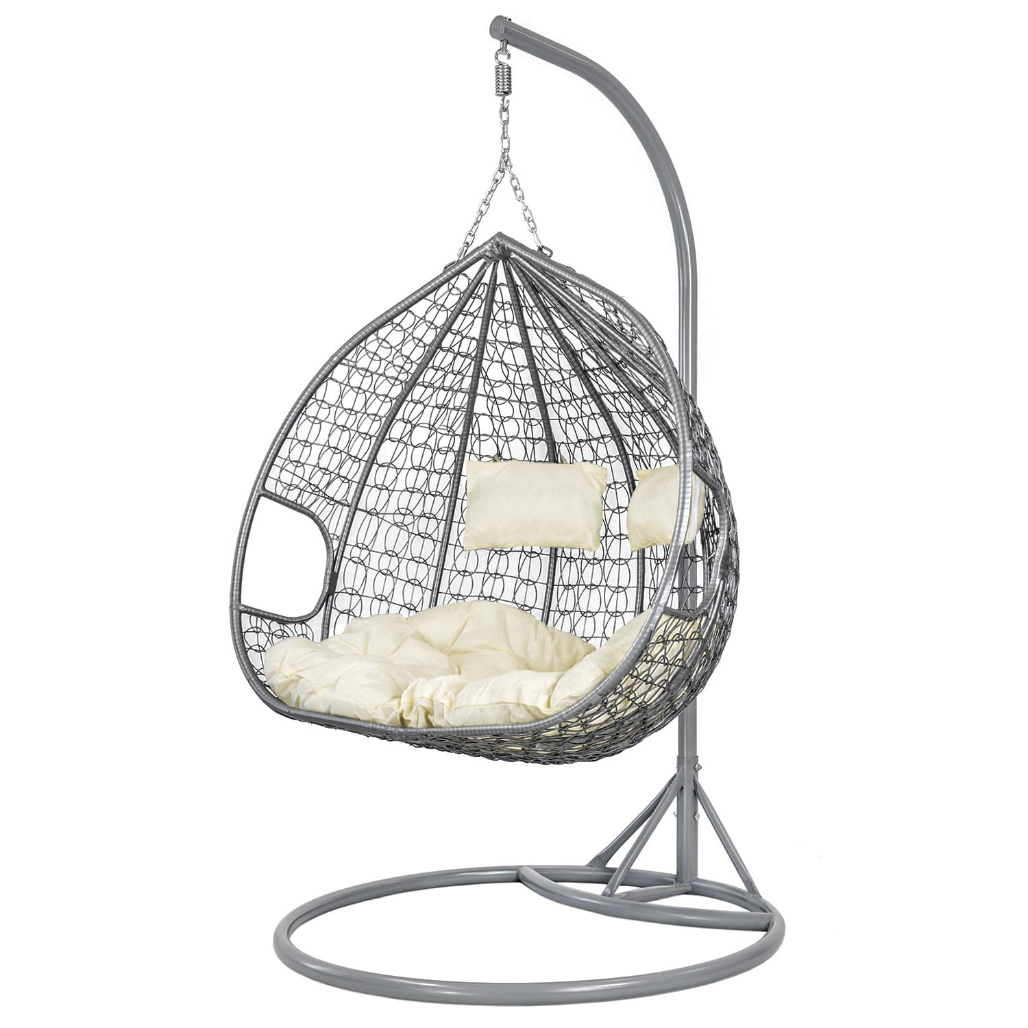 Hangstoel met frame - ei stoel voor 2 personen - grijs beige