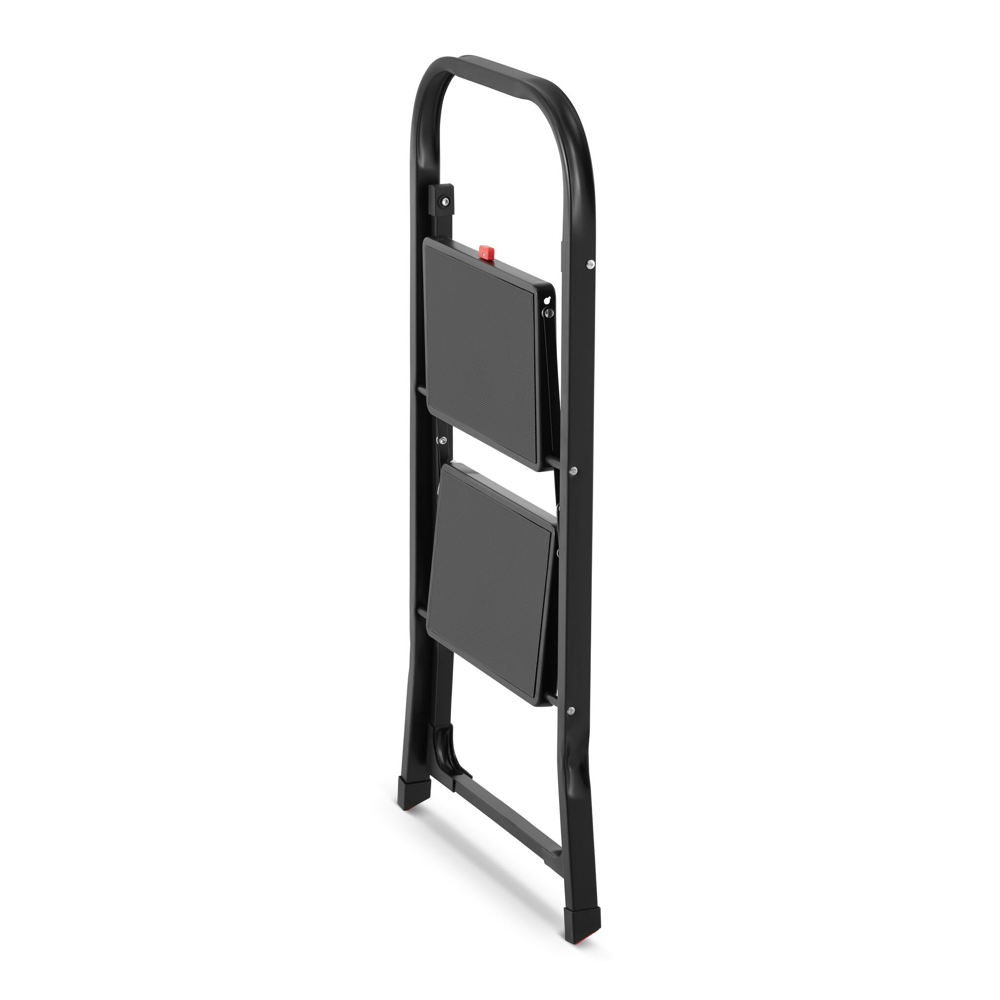 Huishoudtrap 2 treden - stalen ladder - opvouwbaar - zwart