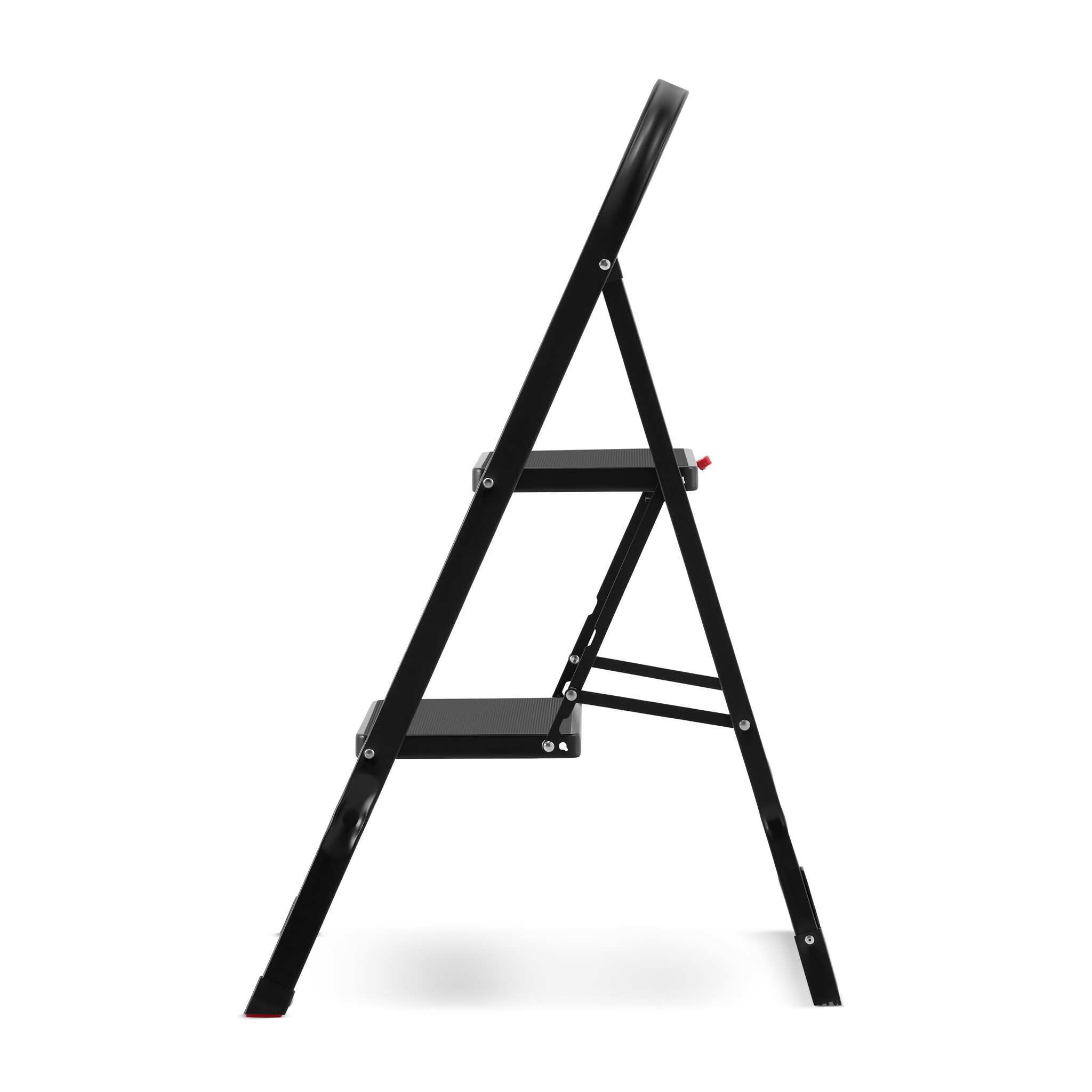 Huishoudtrap 2 treden - stalen ladder - opvouwbaar - zwart