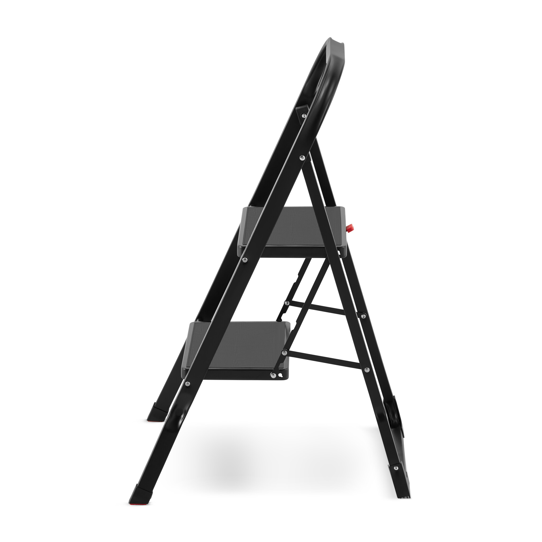 Huishoudtrap 2 treden - stalen ladder - opvouwbaar - zwart