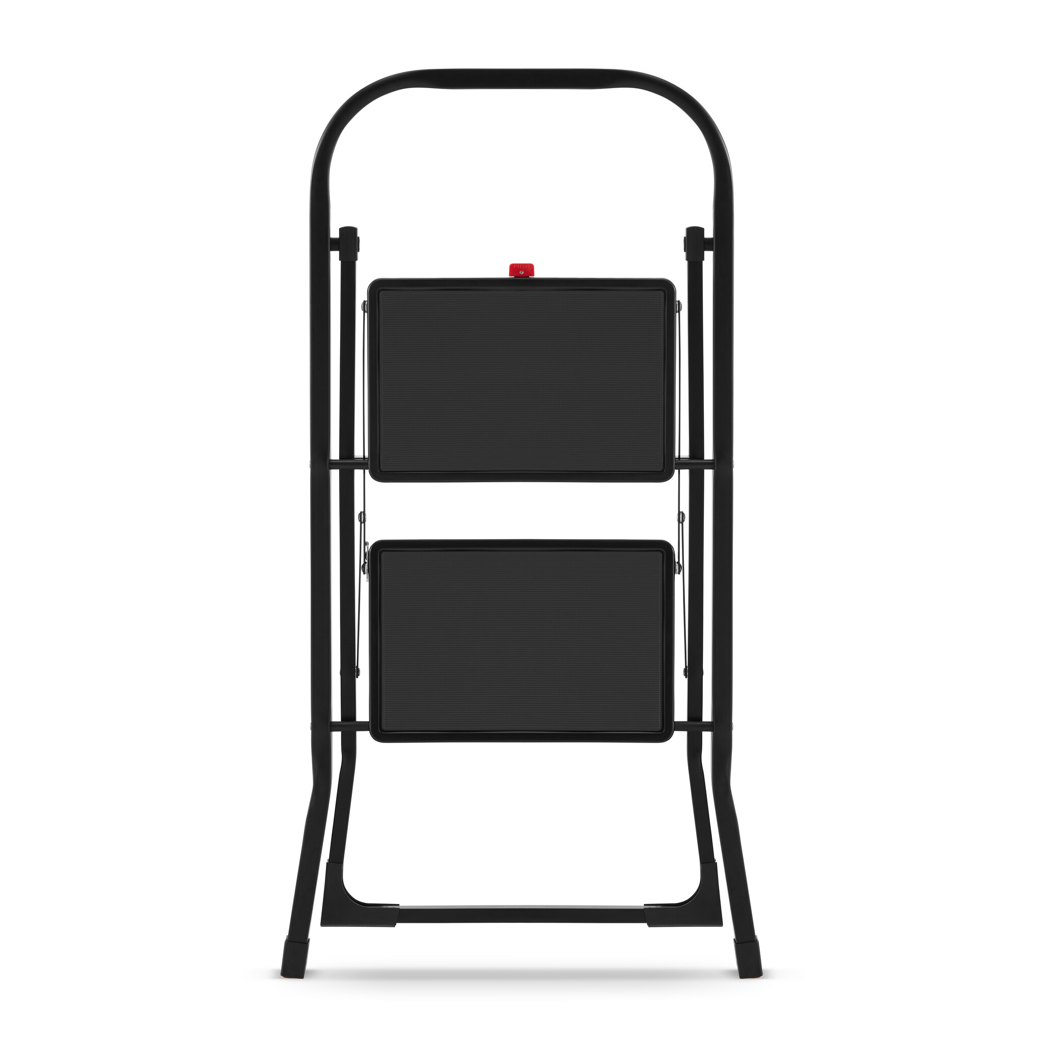 Huishoudtrap 2 treden - stalen ladder - opvouwbaar - zwart