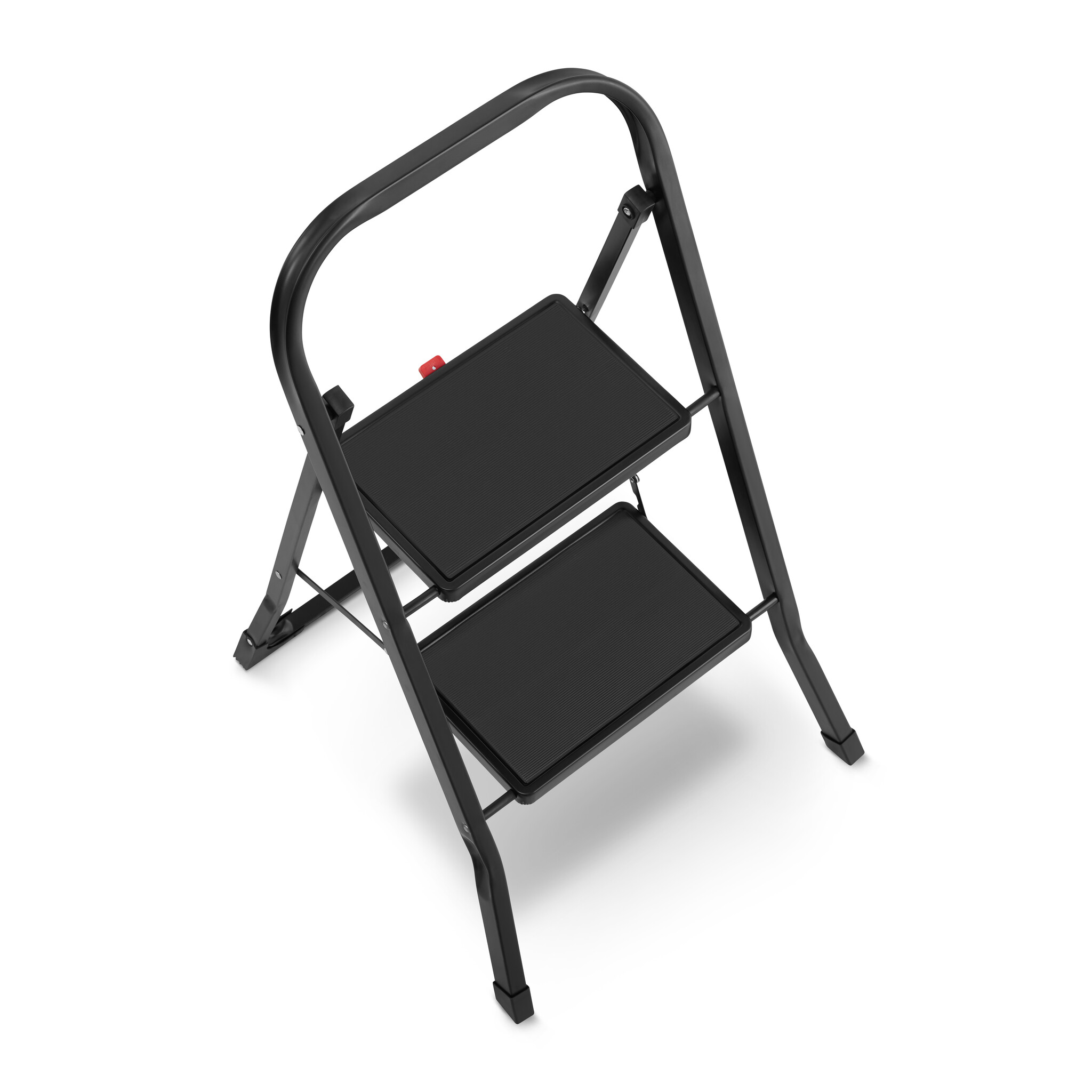Huishoudtrap 2 treden - stalen ladder - opvouwbaar - zwart