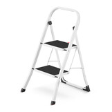 Huishoudtrap 2 treden - stalen ladder - opvouwbaar - wit zwart