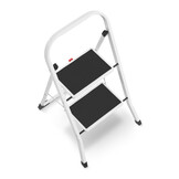 Huishoudtrap 2 treden - stalen ladder - opvouwbaar - wit zwart