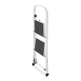 Huishoudtrap 2 treden - stalen ladder - opvouwbaar - wit zwart