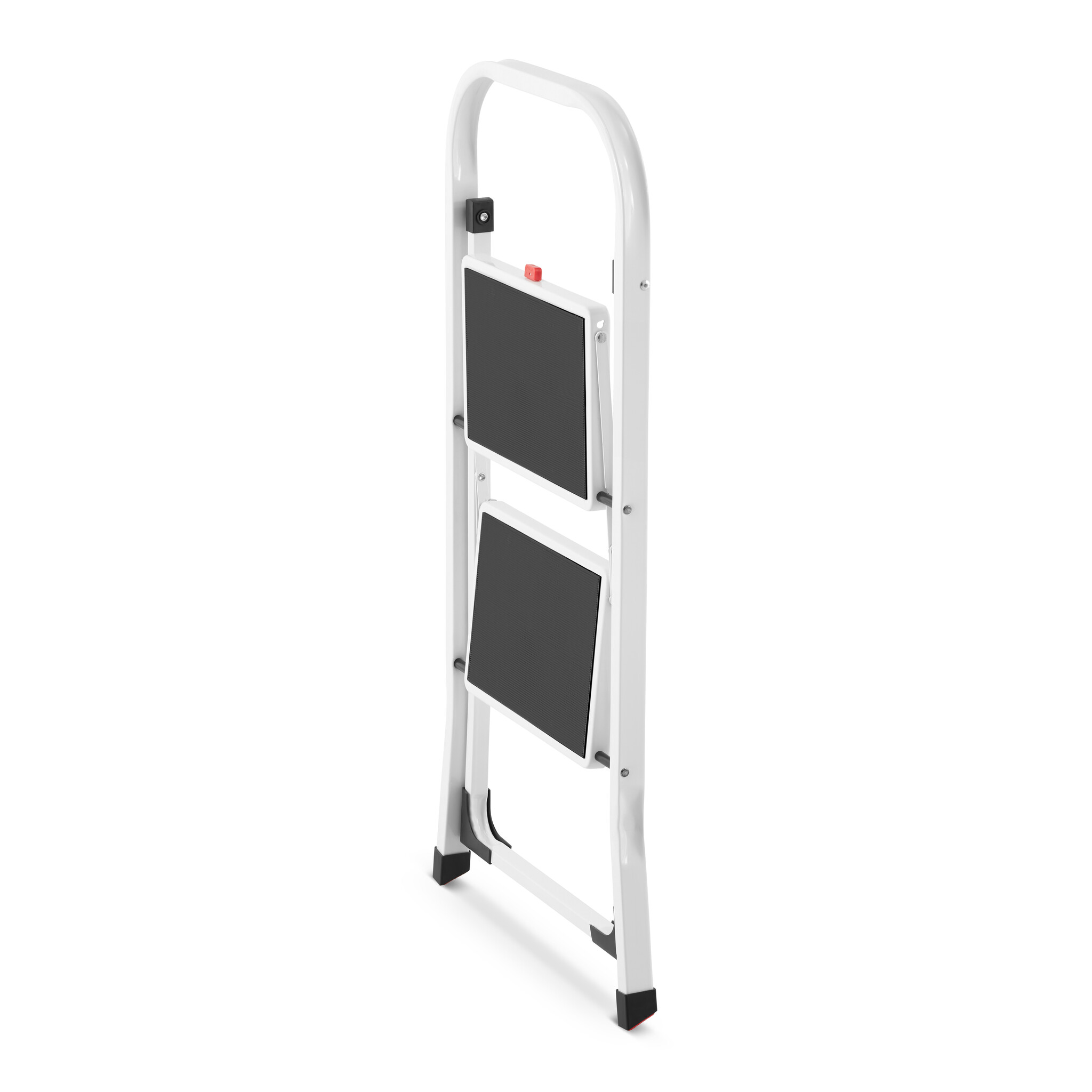 Huishoudtrap 2 treden - stalen ladder - opvouwbaar - wit zwart