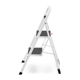 Huishoudtrap 2 treden - stalen ladder - opvouwbaar - wit zwart