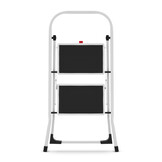 Huishoudtrap 2 treden - stalen ladder - opvouwbaar - wit zwart