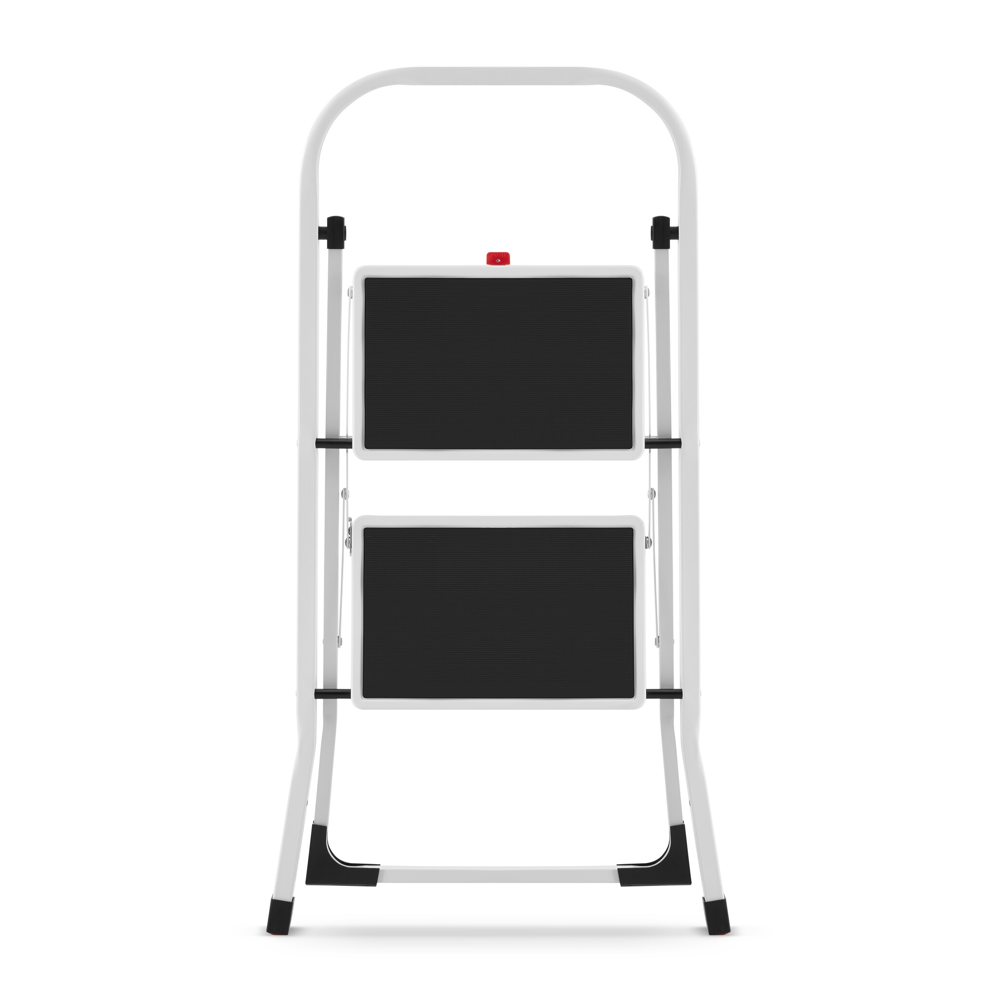 Huishoudtrap 2 treden - stalen ladder - opvouwbaar - wit zwart