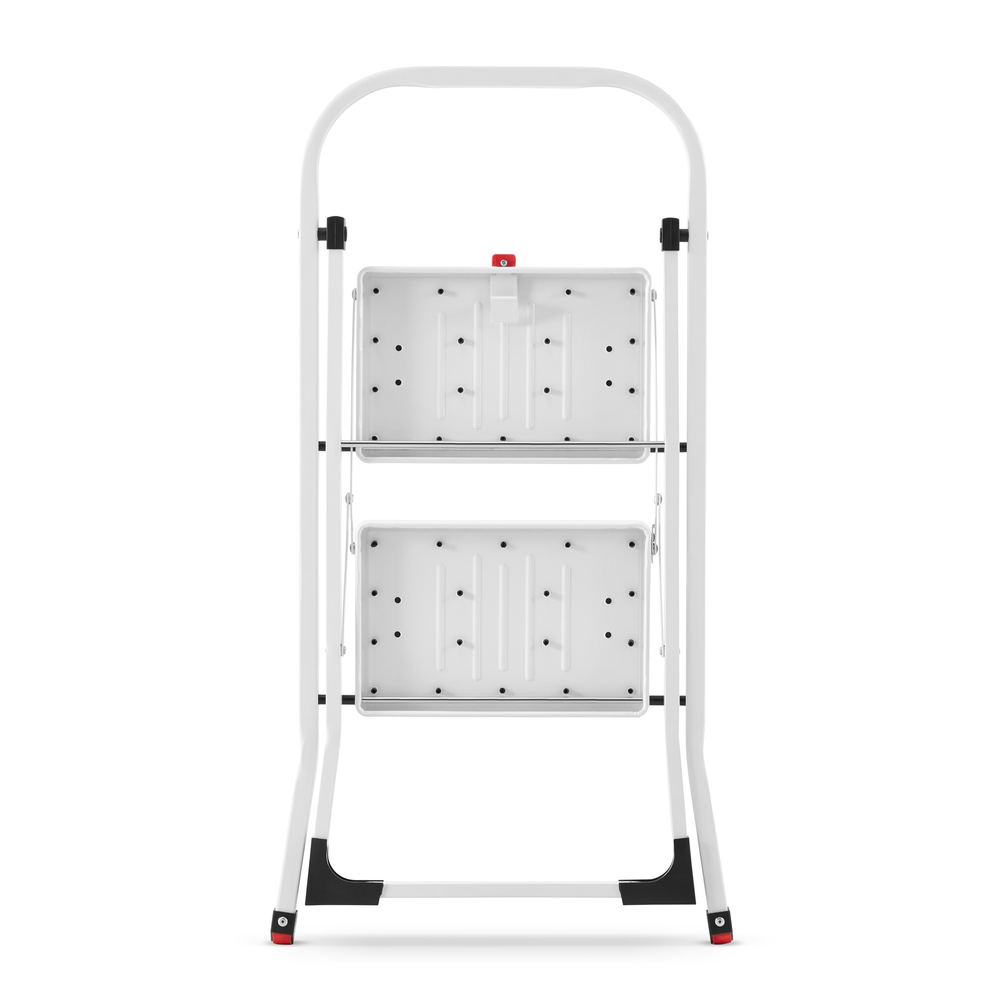 Huishoudtrap 2 treden - stalen ladder - opvouwbaar - wit zwart