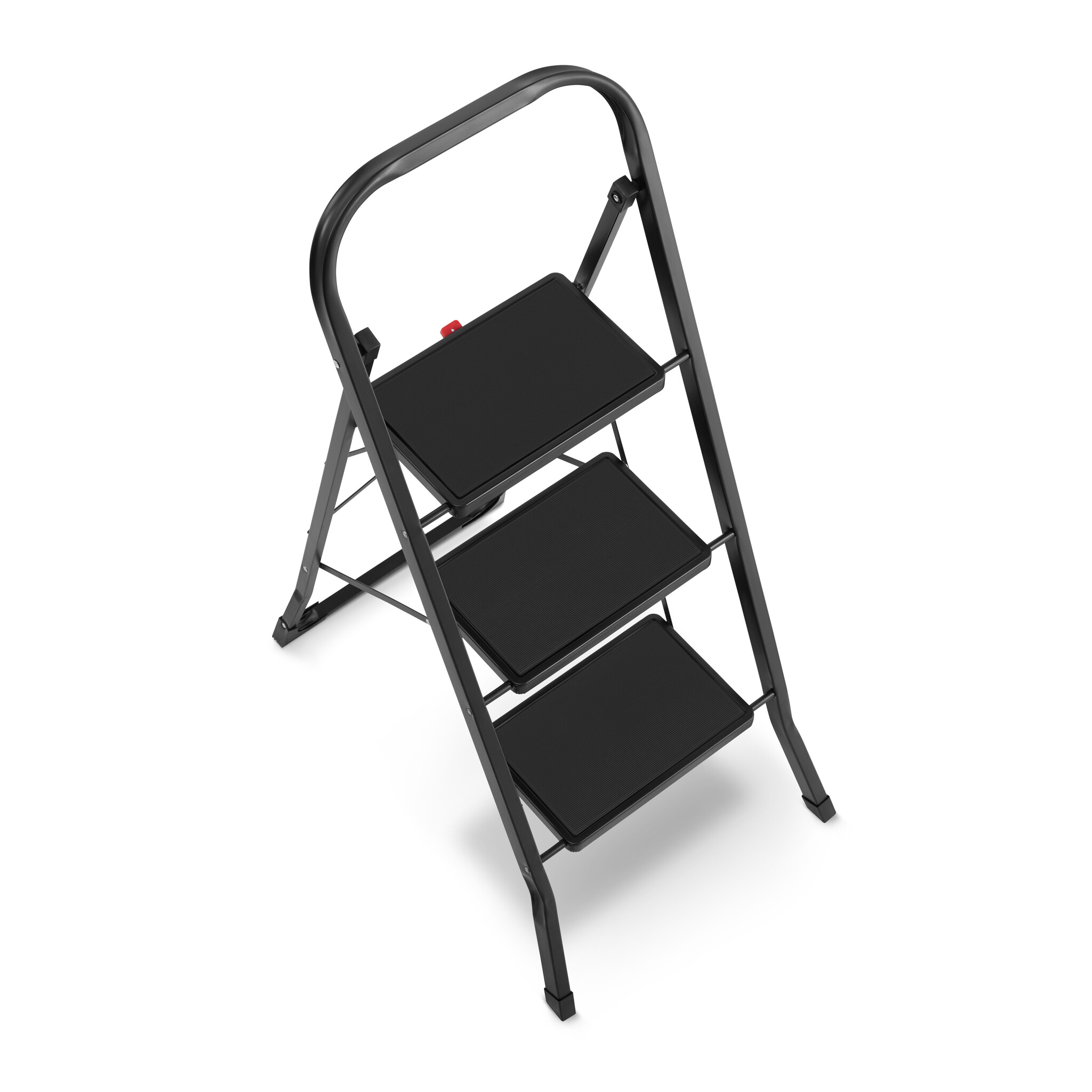 Huishoudtrap 3 treden - stalen ladder - opvouwbaar - zwart