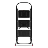 Huishoudtrap 3 treden - stalen ladder - opvouwbaar - zwart