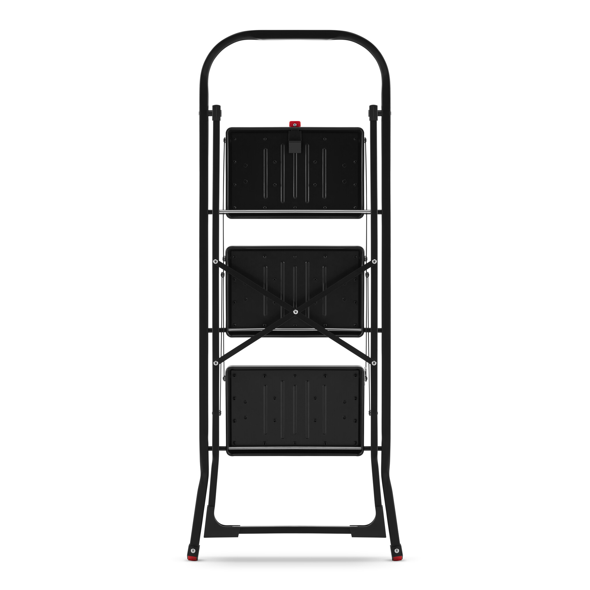 Huishoudtrap 3 treden - stalen ladder - opvouwbaar - zwart