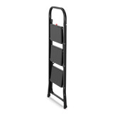 Huishoudtrap 3 treden - stalen ladder - opvouwbaar - zwart